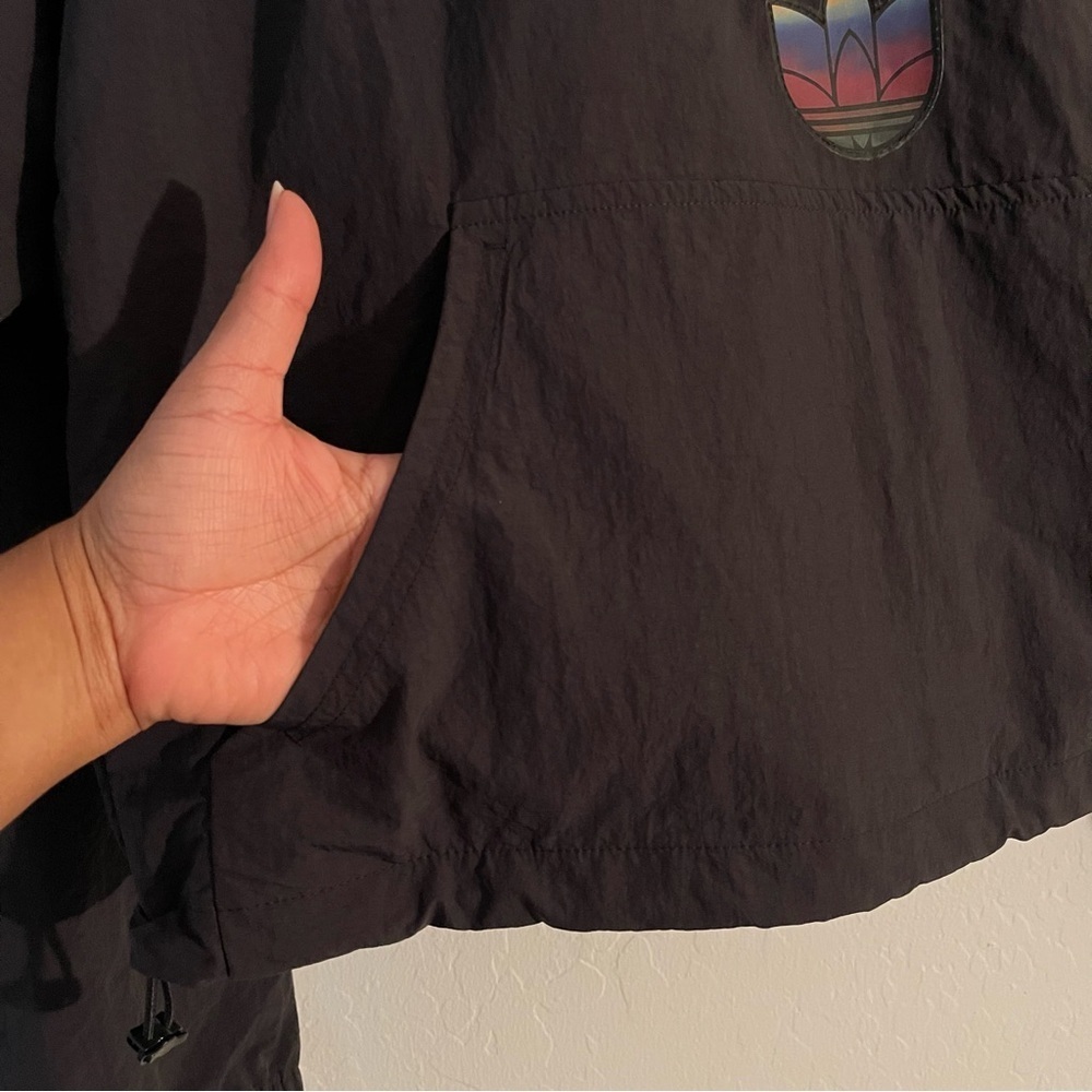 Adidas Black Cropped Jacket with Multicolor Stripes - Picture 8 of 13
